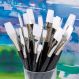 Black Handled Flat White Nylon Paint Brushes 30pk | Creative Activity