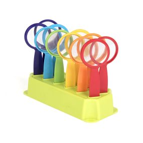 Rainbow Coloured Magnifying Glasses in Stand – 12pk