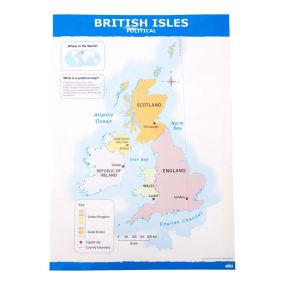 British Isles UK Map Political and Physical A1 KS1