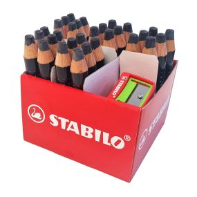 STABILO Markdry Drywipe Crayons Black Pk30