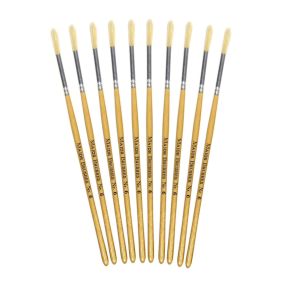 Short Handle Round Hogs Hair Infant Brushes Round Assorted Sizes pk6