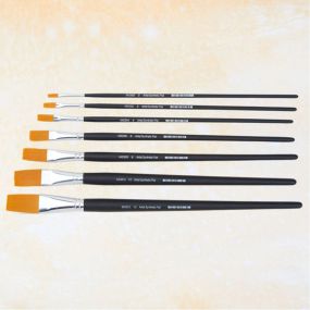 Artist Flat Synthetic Brush Set Long handled - pack of 7