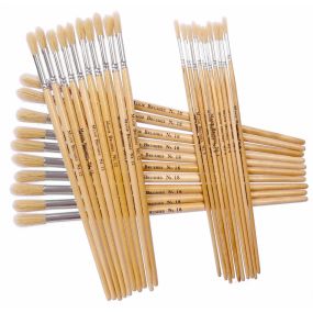 Hog Hair Round Head Paint Brushes 30pk L340mm