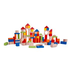 Coloured Wooden Building Blocks 100pk