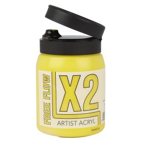 Specialist Crafts X2 Free Flow Acryl Acrylic Colour 500ml Primary Yellow | Creative Activity