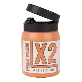 Specialist Crafts X2 Free Flow Acryl Acrylic Colour 500ml Cadmium Orange Hue | Creative Activity