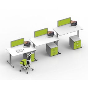 Vermont Rectangle Height Adjustable Desk White Frame 1400 x 800mm | Creative Activity