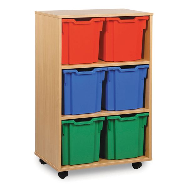 Mobile Tray Storage Unit With 6 Jumbo Trays 2x3 Green | Creative Activity