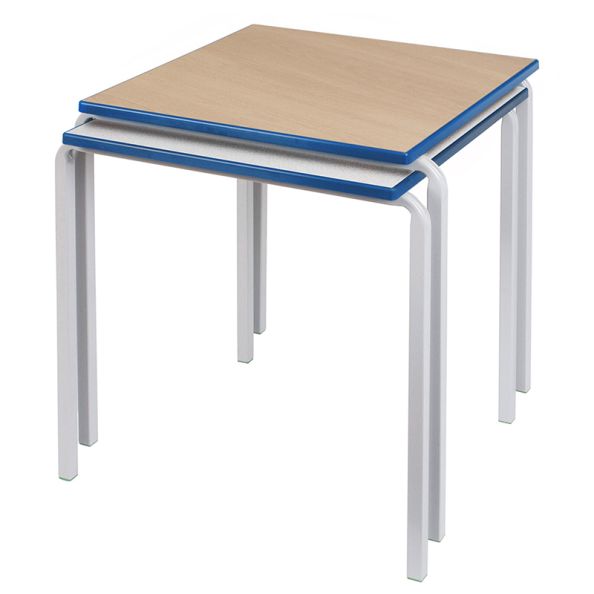 Crush Bent PU Edge Square Tables Ailsa Top Blue Edge H71cm | Creative Activity