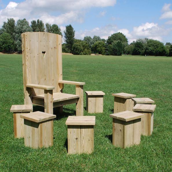 Freestanding Wood Story Circle 8x Stools and Chair | Creative Activity
