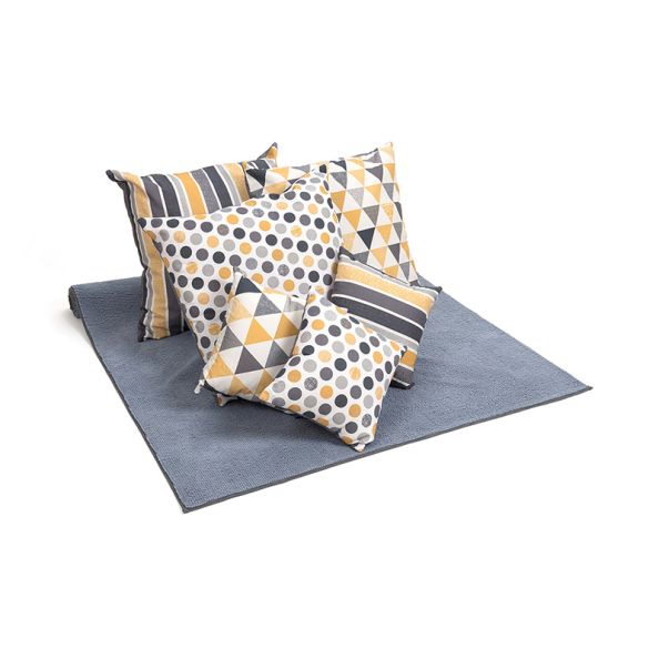 Geometric Grey and Mustard Cushions Set of 6 | Creative Activity
