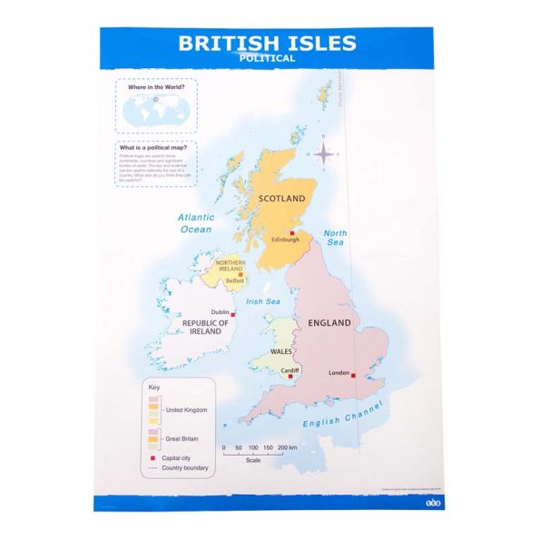 British Isles UK Map Political and Physical A1 KS1 | Creative Activity