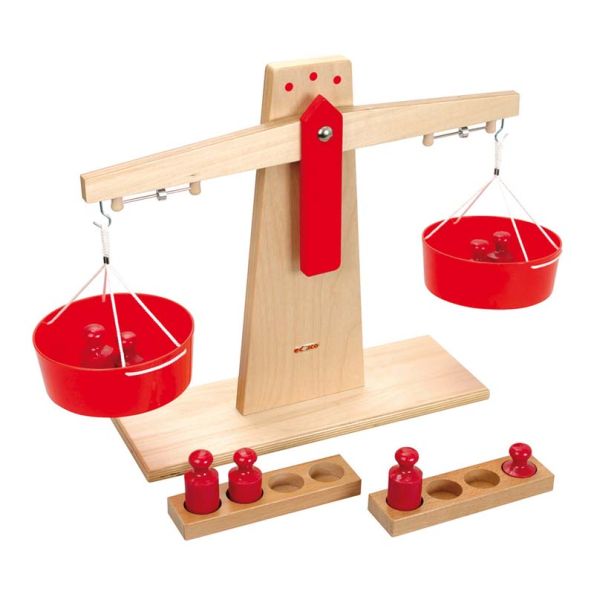 Wooden Tabletop Scales and 8 Weights | Creative Activity
