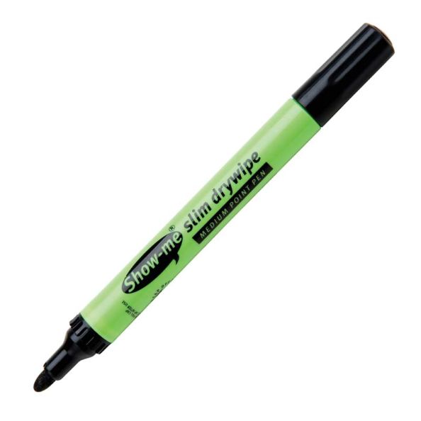 Show-me® Drywipe Pens, Medium Tip, Black 10pk