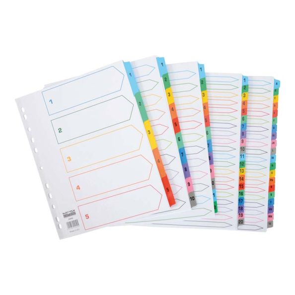EASTLIGHT Extra Wide A4 Numerical Index Dividers 1-20 set | Creative Activity