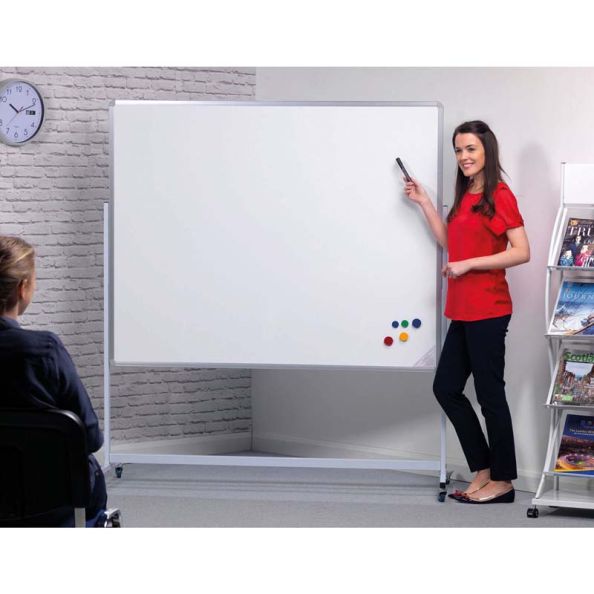 Large Mobile Whiteboard Magnetic Square H1200 x W1200mm | Creative Activity