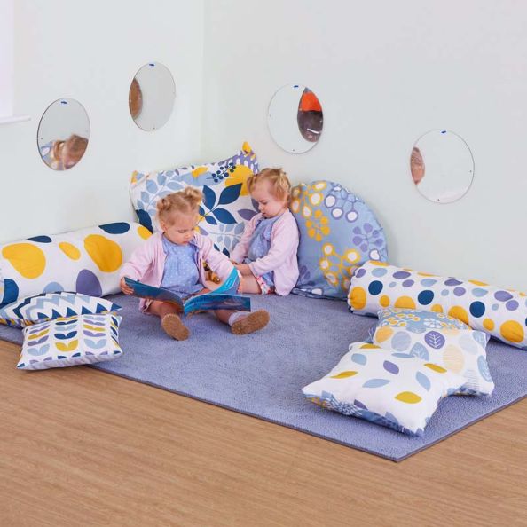 Mixed Pattern Mustard & Grey Cushion Set with Rug | Creative Activity