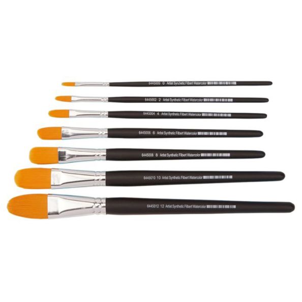 Artist Filbert Synthetic Watercolour Brush Set Assorted - pack of 7