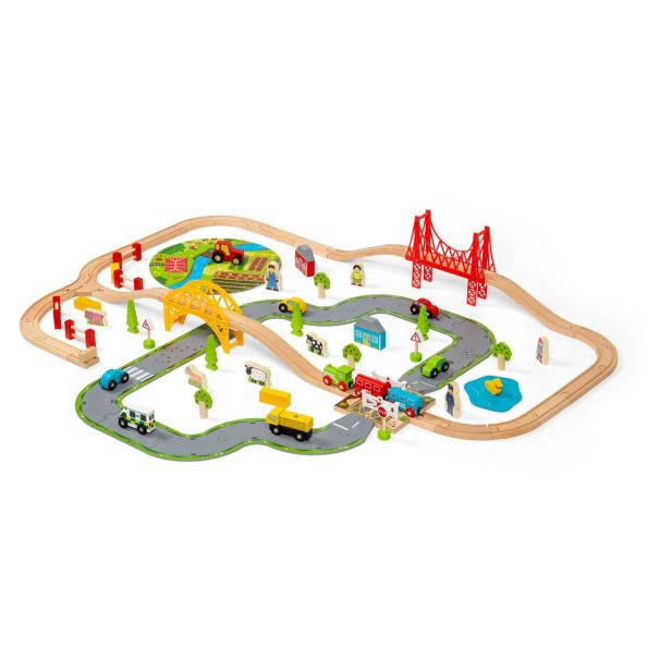 Small World Wooden Rural Road & Rail Set 80pcs | Early Years | Creative Activity