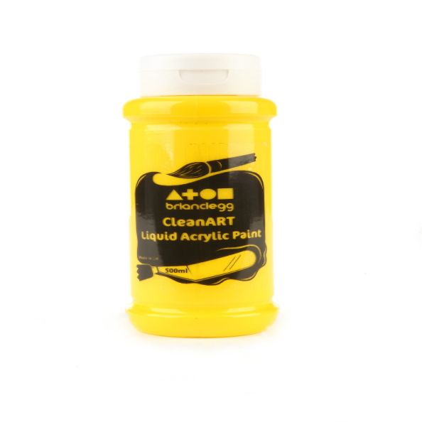 CleanART Acrylic Paint 500ml Yellow Pack of 10