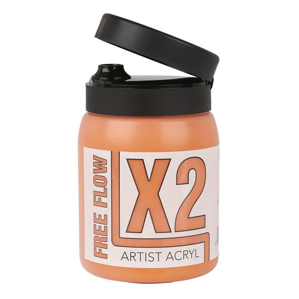 Specialist Crafts X2 Free Flow Acryl Acrylic Colour 500ml Cadmium Orange Hue | Creative Activity