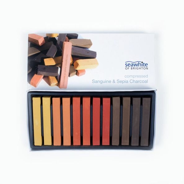 Sepia Compressed Sketching Stick Stick Set of 12 Sanguine & Sepia tones | Creative Activity