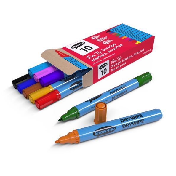 Show-me© Assorted Drywipe Pens Fine Tip 10pk | Educational Resources | Creative Activity