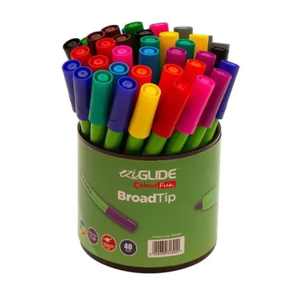 Eziglide Colourfun Broad Tip Assorted colours - pack of 40