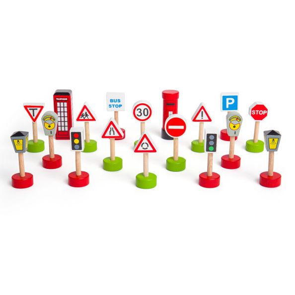 Small World Wooden UK Traffic Signs 18pcs | Early Years | Creative Activity