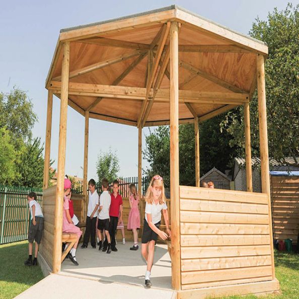 6m gazebo with shiplap sides and shelf seating | Creative Activity