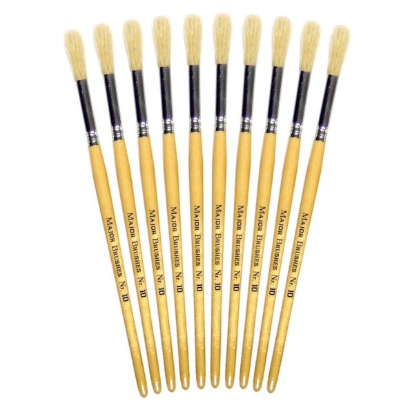 Short Handle Round Hog Bristle Brushes Size 10 - pack of 10 | Educational Resources - Art & Craft | Creative Activity