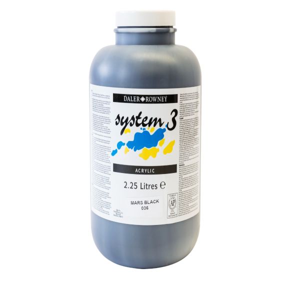 System 3 Original Acrylic Colour 2.25 Litres Black | Creative Activity