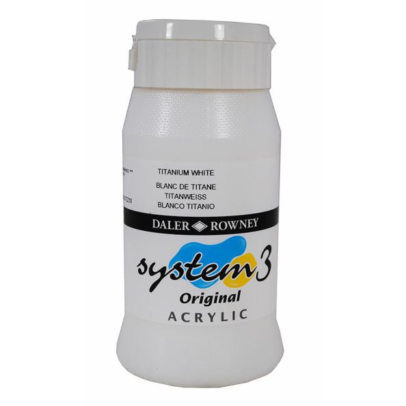 System 3 Original Acrylic Colour 500ml Titanium White | Creative Activity