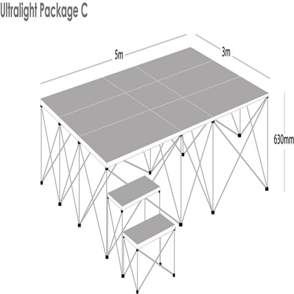 Alu Lite Staging Package C with Carpet Deck Covering - 5x3m | Creative Activity