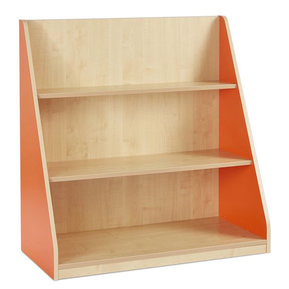 Single sided library unit with 2 fixed shelves - Orange | Creative Activity