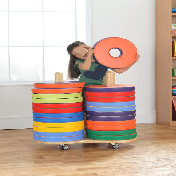 Plain Coloured Donut Cushions Trolley - 24 seat trolley | Creative Activity